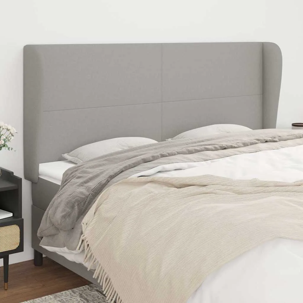 vidaXL Uzglavlje s ušima svjetlosivo 183x23x118/128 cm od tkanine - Venlo