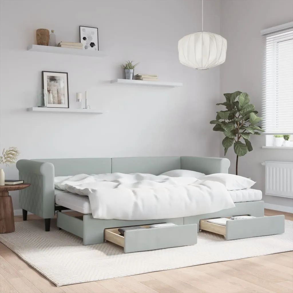 vidaXL Dnevni krevet na razvlačenje svjetlosivi 80 x 200 cm baršunasti - Venlo