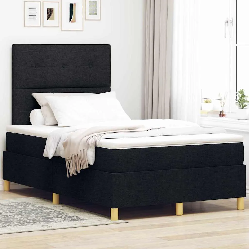 vidaXL Krevet s opruga kutije s uzglavljem Crna 120 x 190 cm tkanina - Venlo