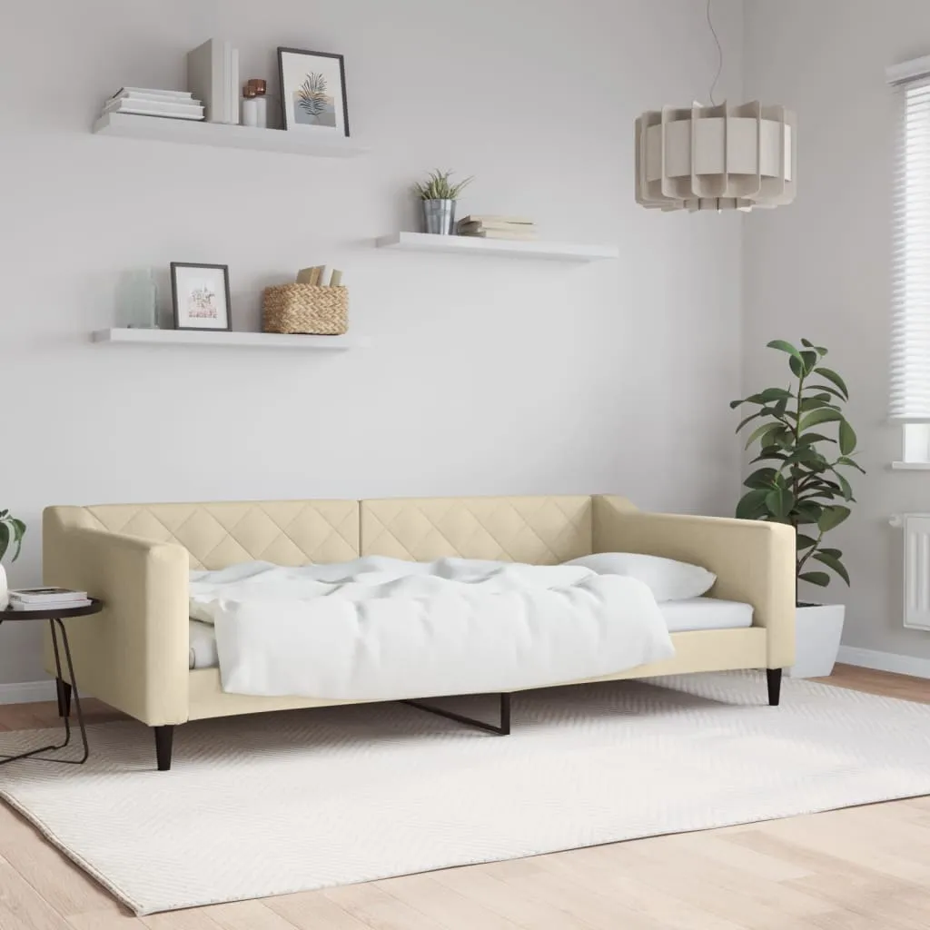 vidaXL Dnevni krevet krem 100 x 200 cm od tkanine - Venlo