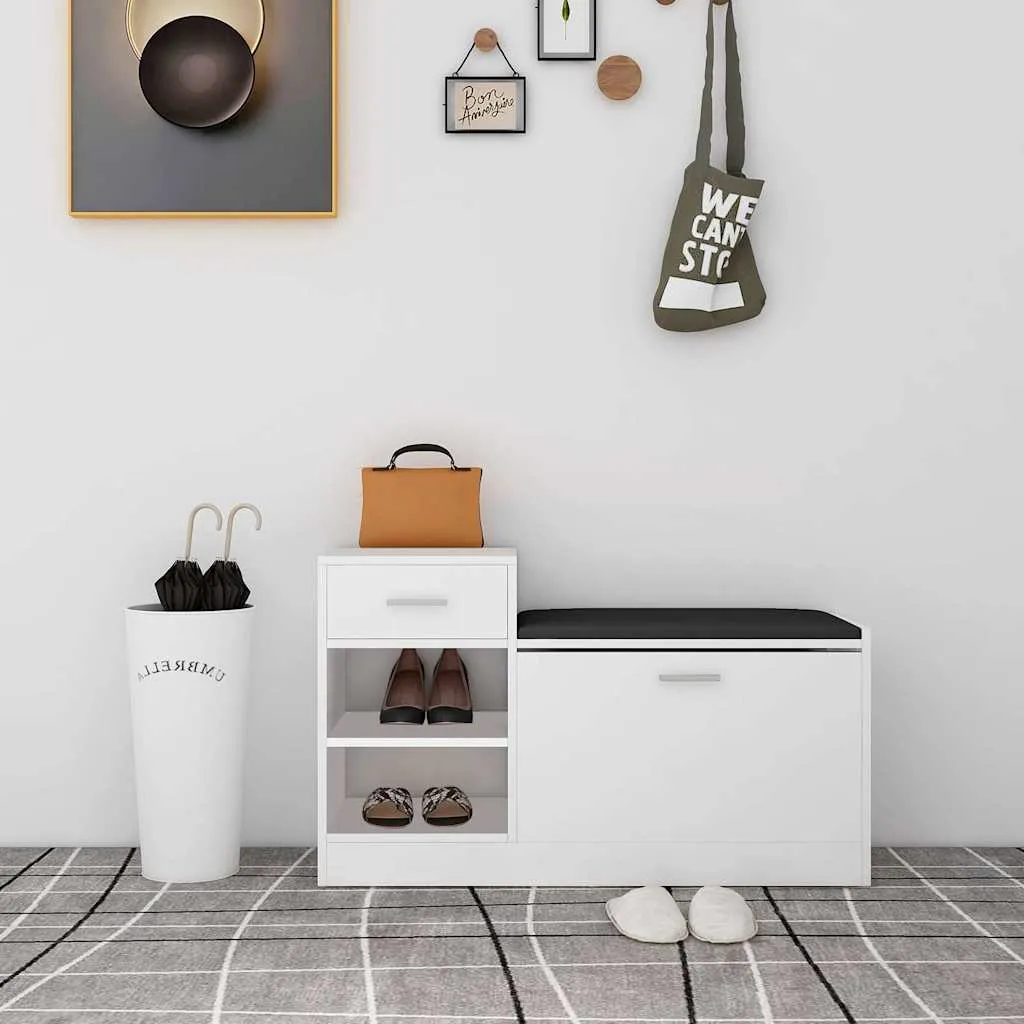 vidaXL Klupa za cipele bijela 94,5 x 31 x 57 cm od konstruiranog drva - Venlo