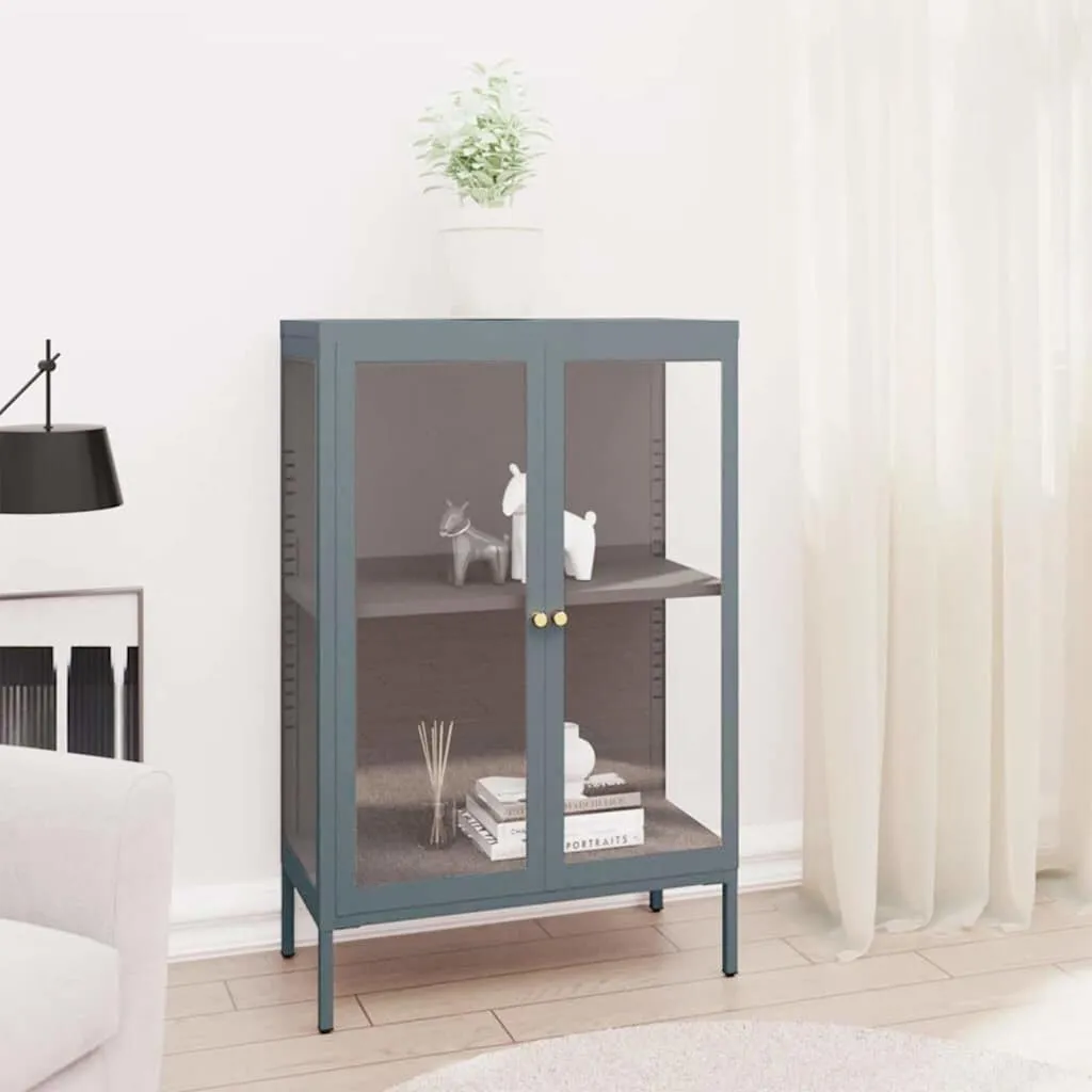 vidaXL Komoda antracit 75 x 35 x 105 cm od čelika i stakla - Venlo