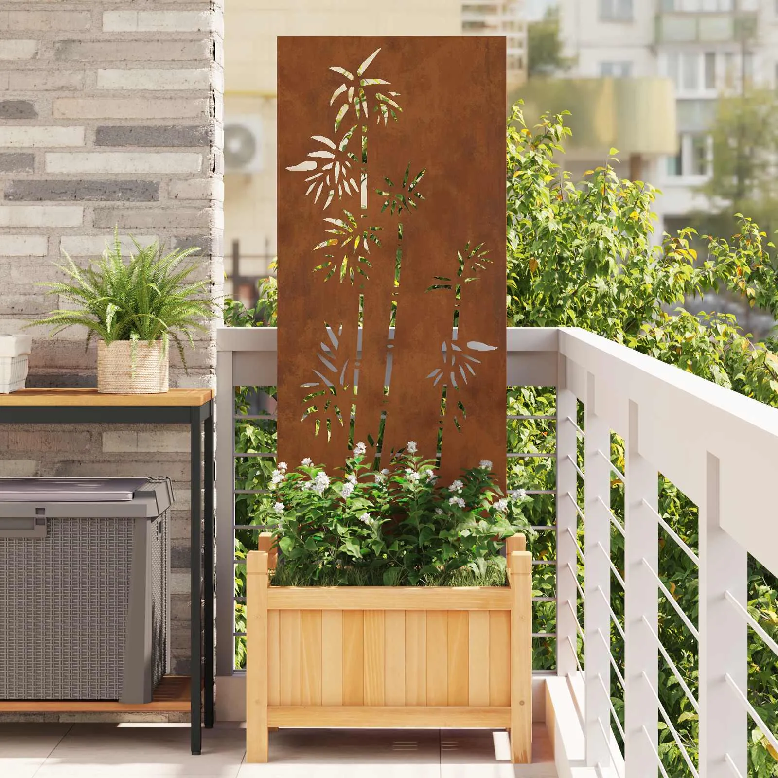 vidaxl privatnost u vrtu cvjetni rđa 50 x 140 cm - slika 1