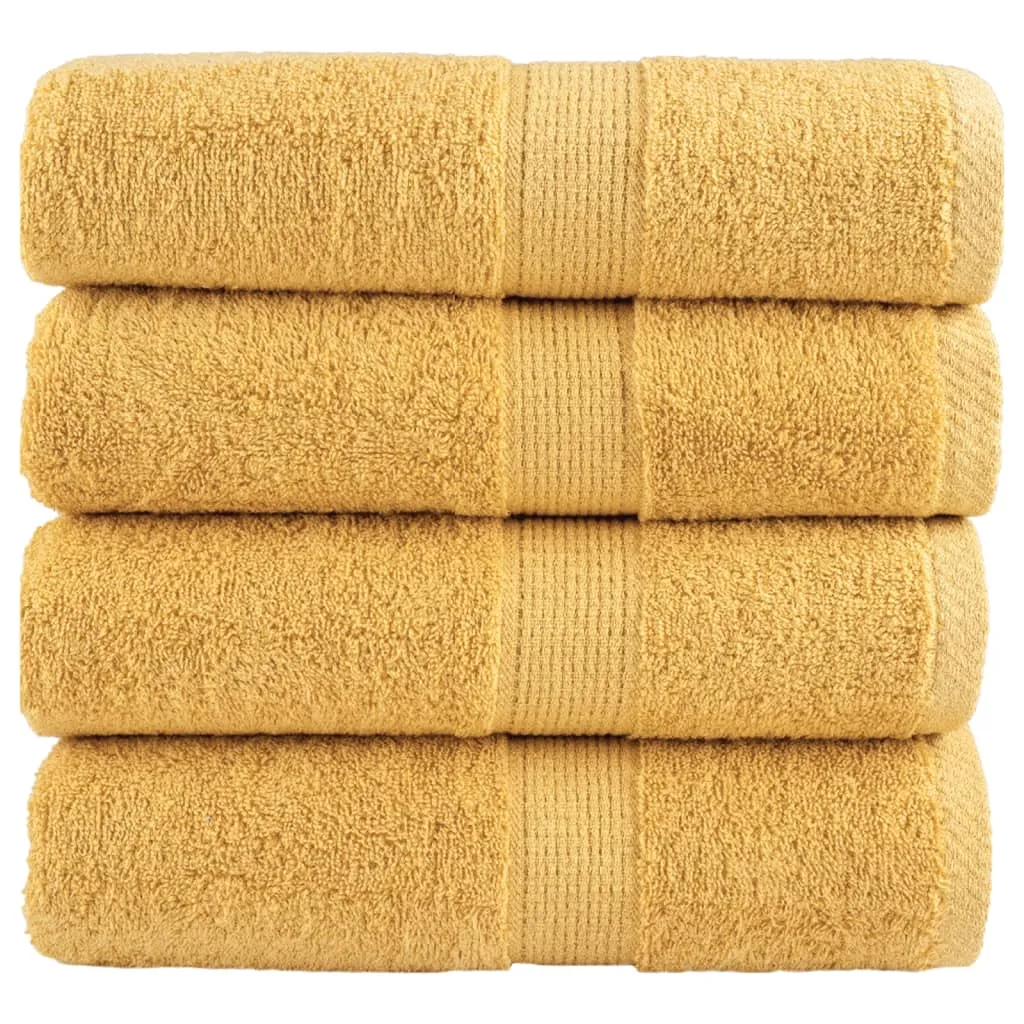 vidaxl premium ručnici za goste solund 4 kom. zlatne boje 30x50 cm 600 g/m² - slika 1