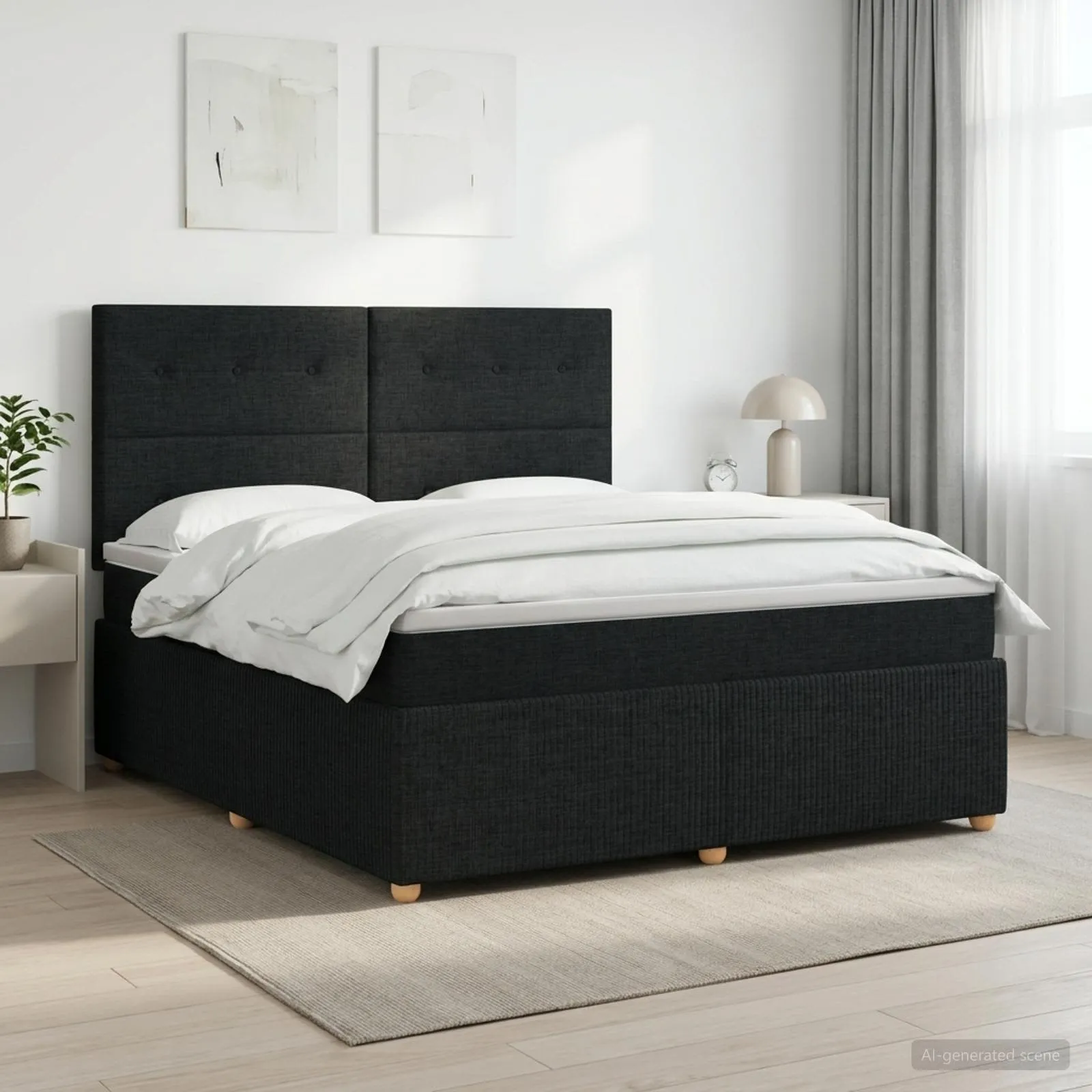 vidaXL Boxspring krevet s madracem Crna 180 x 200 cm Tkanina - Venlo