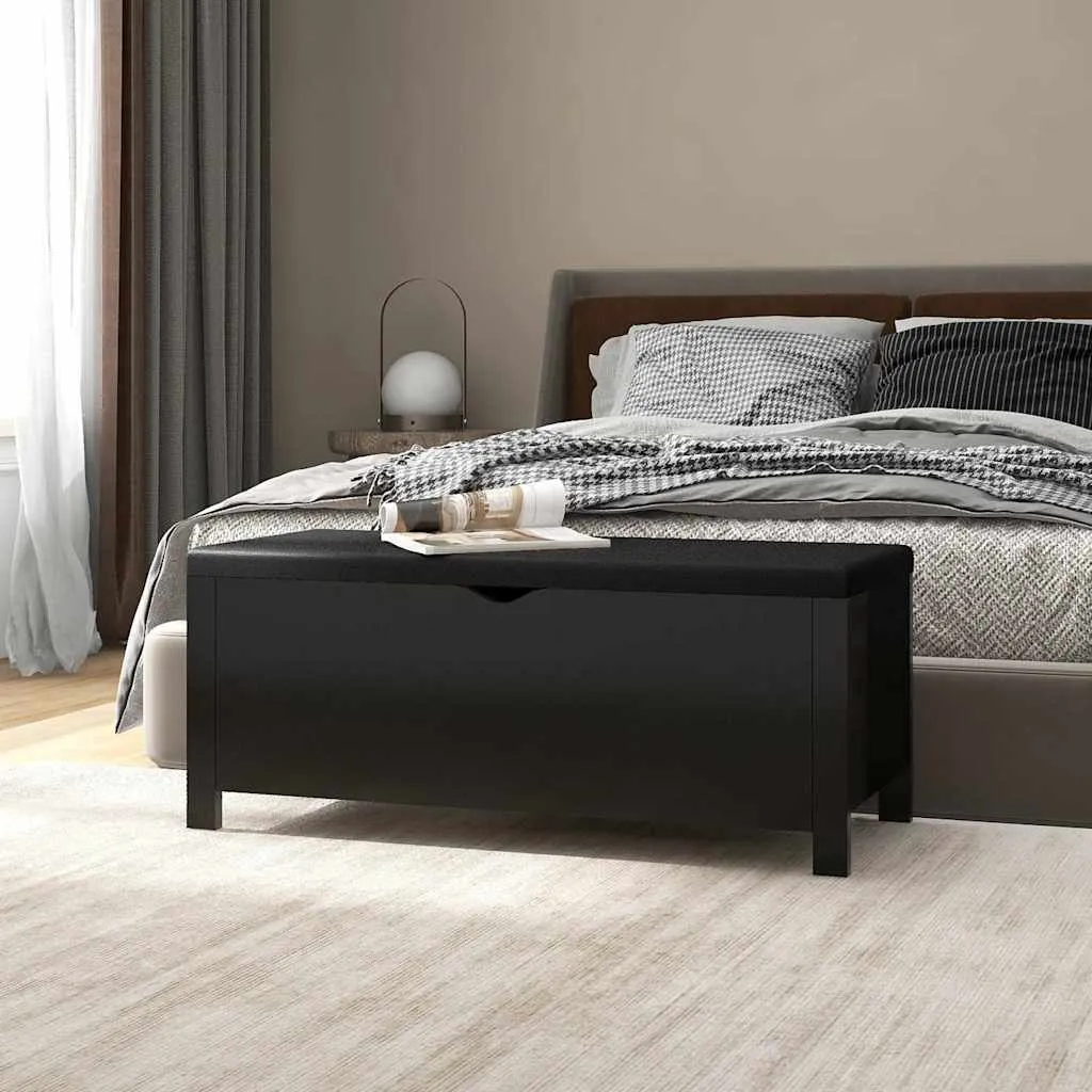 vidaXL Kutija za pohranu s jastukom crna 105x40x45cm konstruirano drvo - Venlo