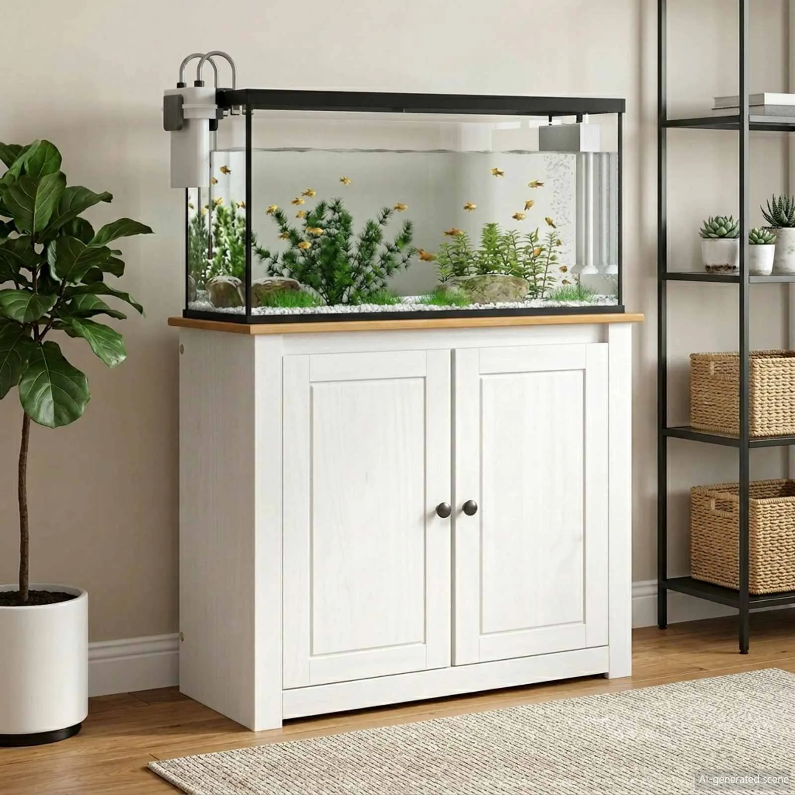 vidaxl stalak za akvarij panama bijela i smeđa 81 x 36 x 73 cm 250 kg - slika 1