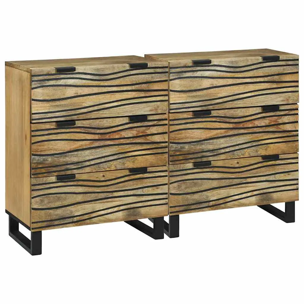 vidaXL Set komoda 2 kom. Prirodna 120 x 33 x 75 cm Čvrsto drvo manga - Venlo