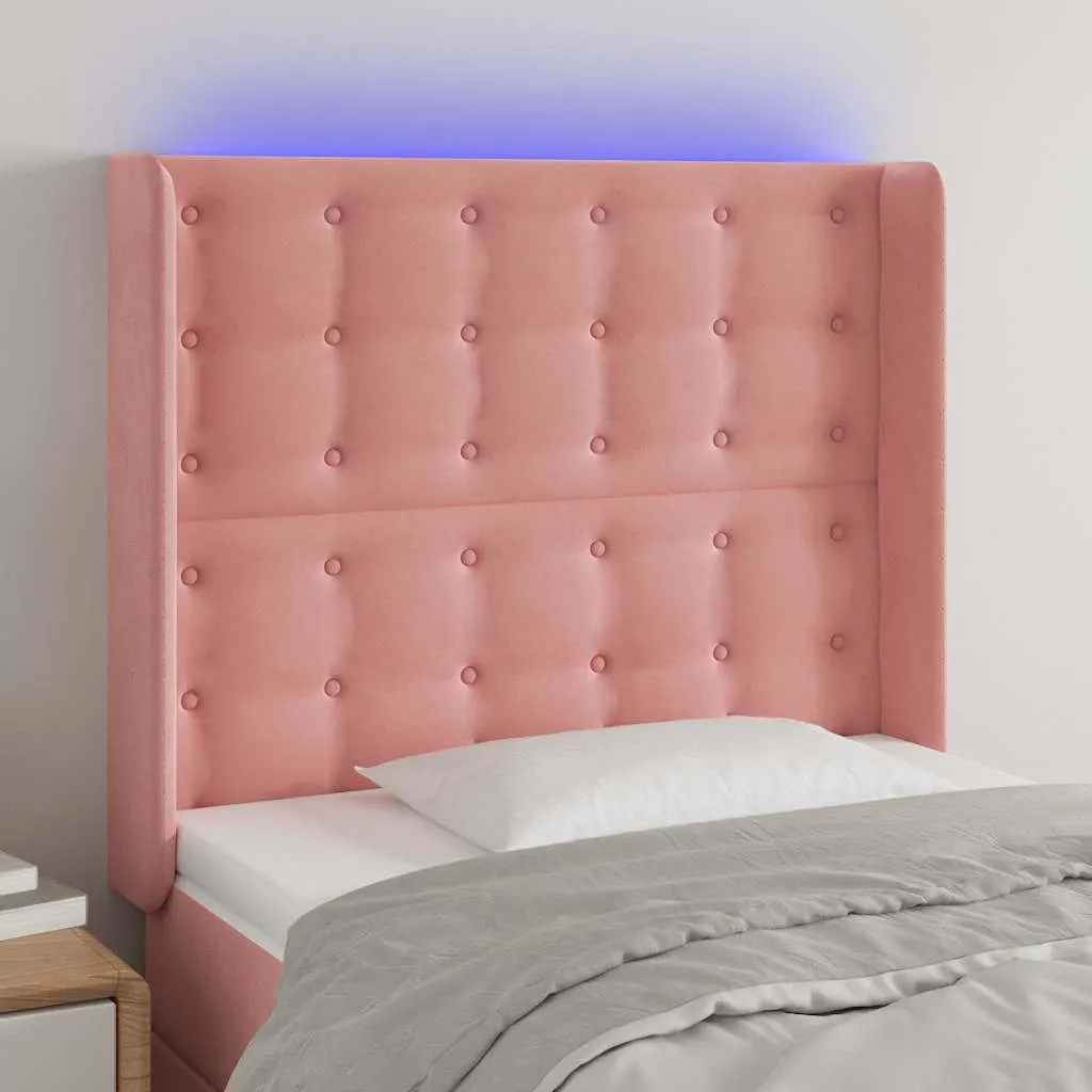 vidaXL LED uzglavlje ružičasto 103x16x118/128 cm baršunasto - Venlo