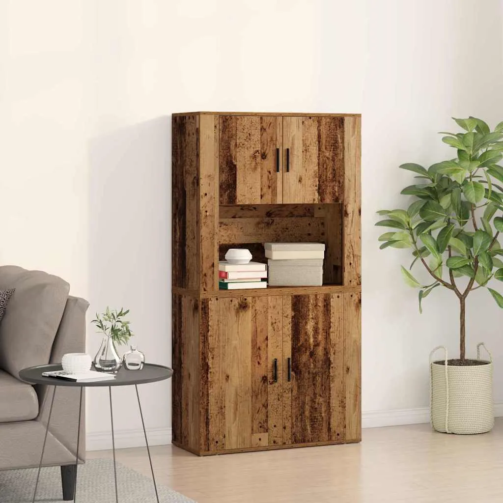 vidaXL Highboard Staro drvo 80 x 33 x 150 cm Konstruirano drvo - Venlo