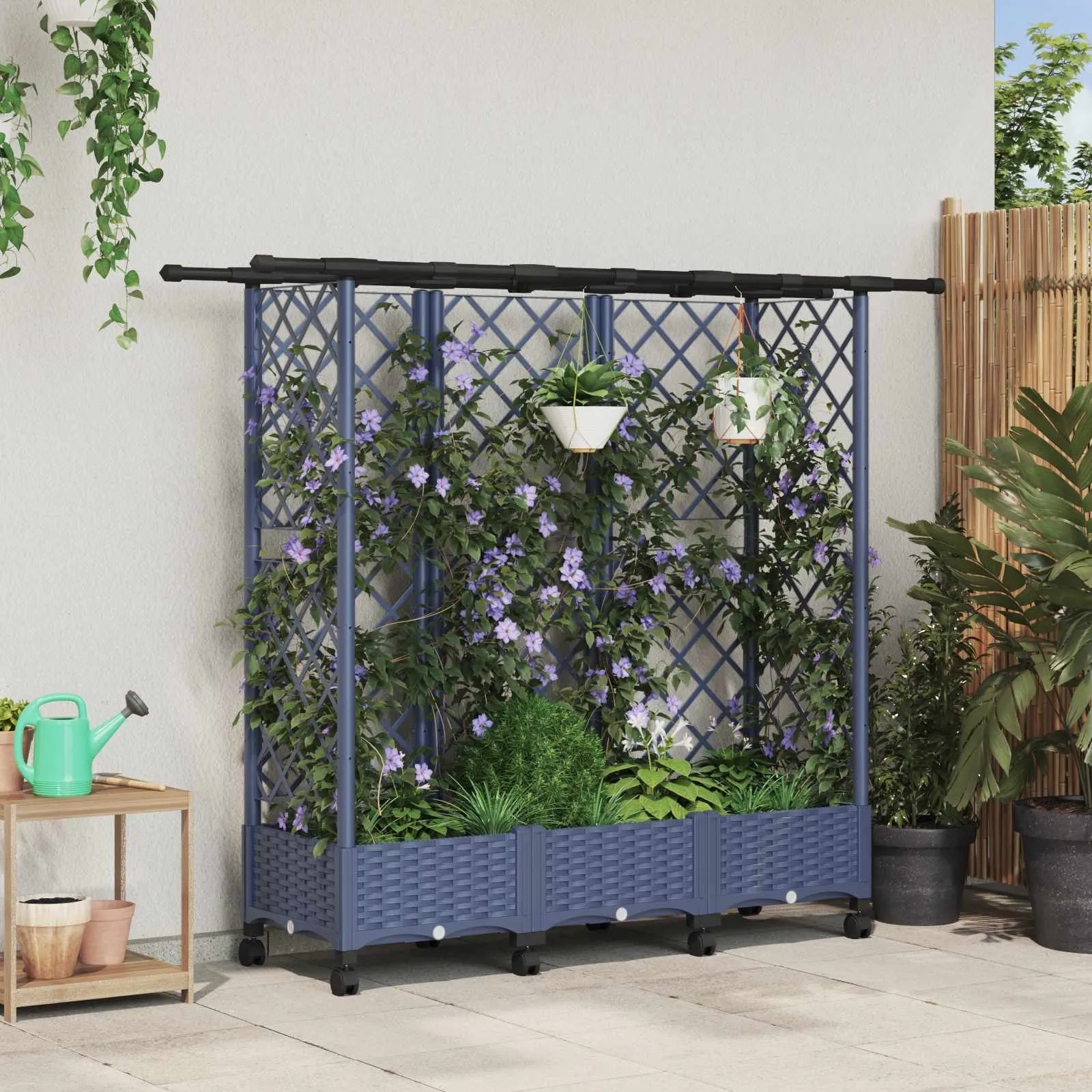 vidaXL Povišeni krevet s mrežom i krovom Siva 164 x 40 x 127 cm PP - Venlo