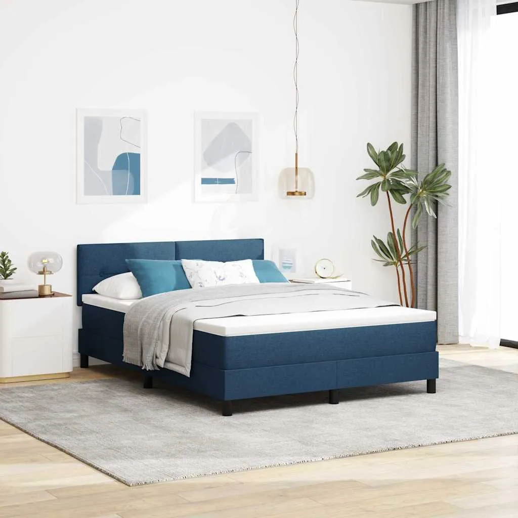 vidaXL Krevet s opruga kutije s uzglavljem Plava 160 x 200 cm tkanina - Venlo