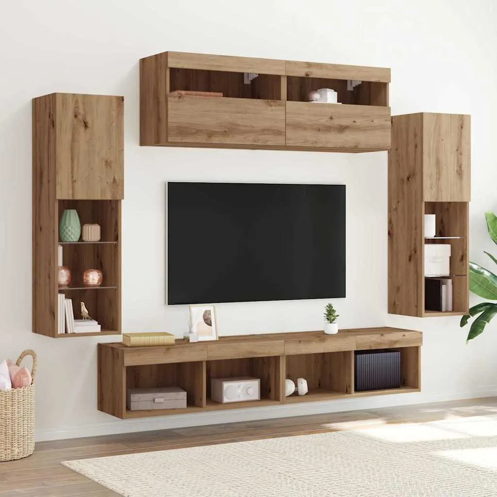 vidaXL Set TV komoda 6 kom. hrast artisan Konstruirano drvo - Venlo