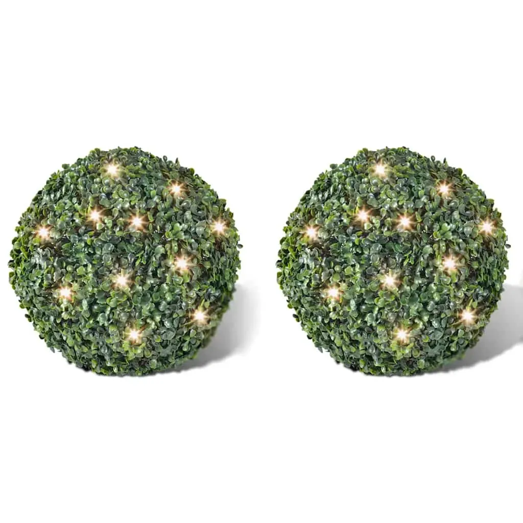vidaXL Ukrasna kugla od umjetnog šimšira 27 cm sa solarnim LED trakama 2 kom - Venlo