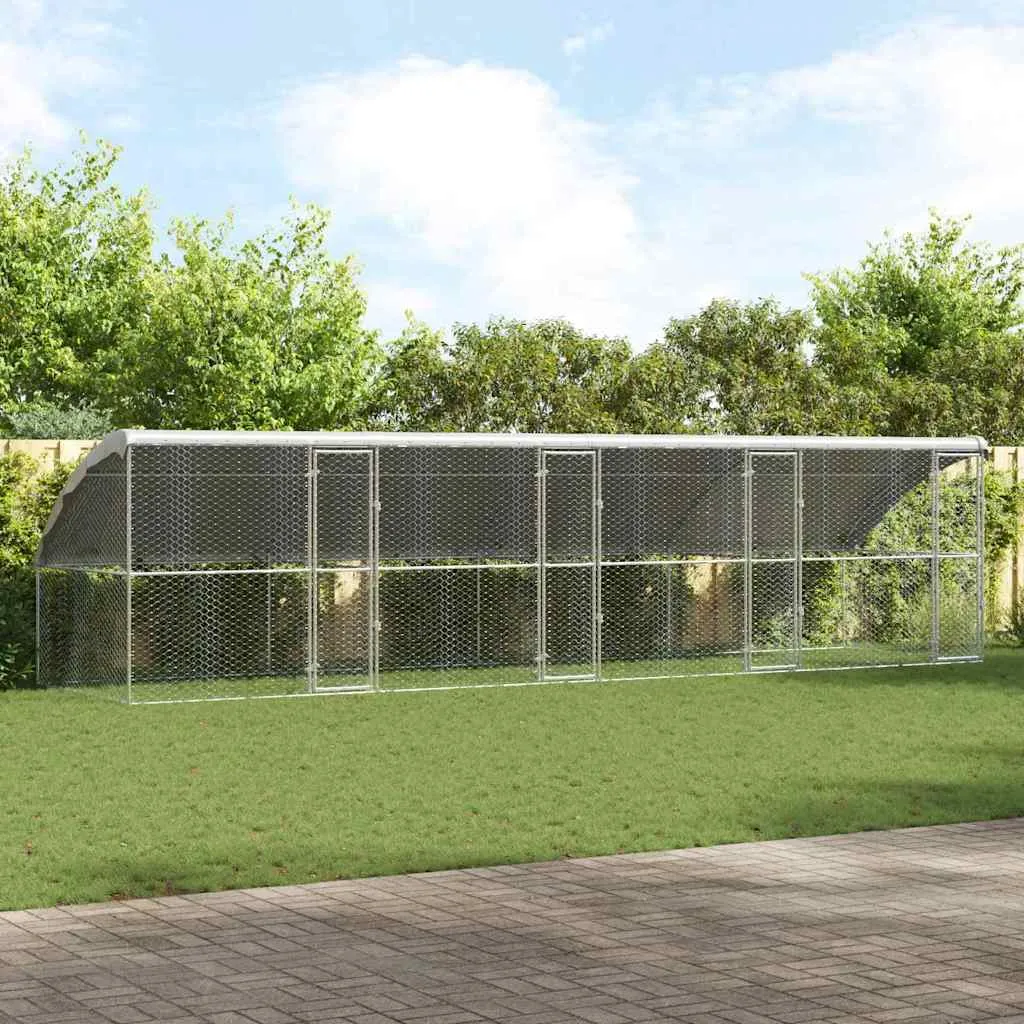vidaXL Kućica za pse 4 kom. Srebrno 8 x 2 x 2 m Pocinčani čelik - Venlo