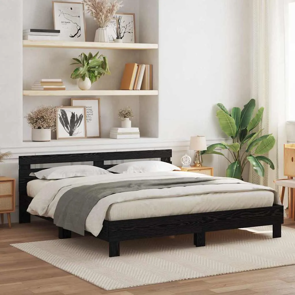 vidaXL Krevetna konstrukcija Crni hrast 200 x 200 cm Konstruirano drvo - Venlo
