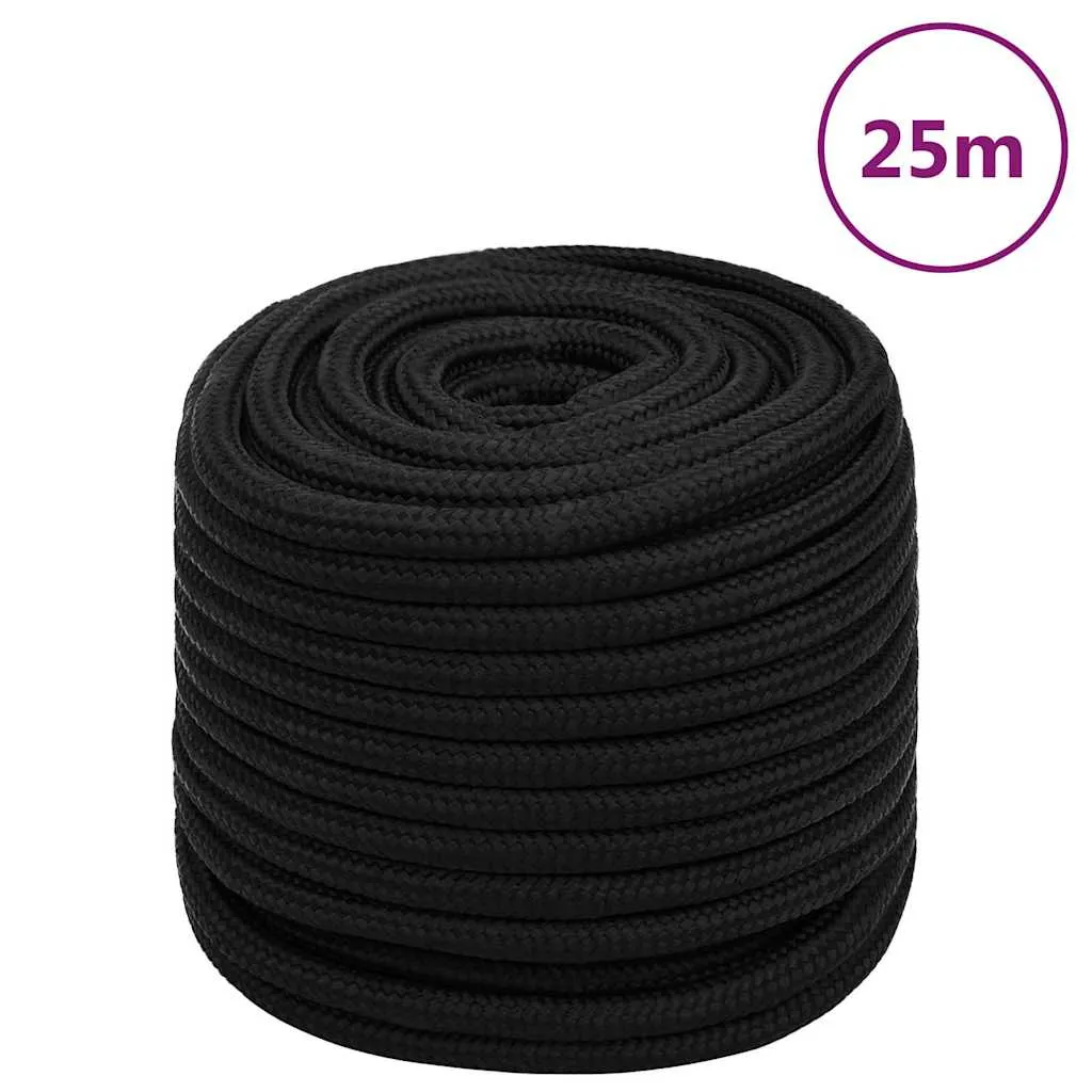 vidaxl radno uže crno 16 mm 25 m poliestersko - slika 1