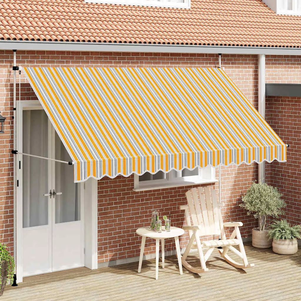 vidaXL Tenda na ručno uvlačenje 350 cm žuto-plava prugasta - Venlo
