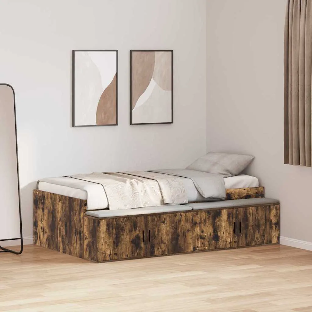 vidaXL Krevetna konstrukcija s ladicama Dimljeni hrast 90 x 190 cm - Venlo
