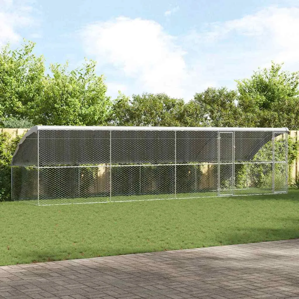 vidaXL Kućica za pse 4 kom. Srebrno 8 x 2 x 2 m Pocinčani čelik - Venlo