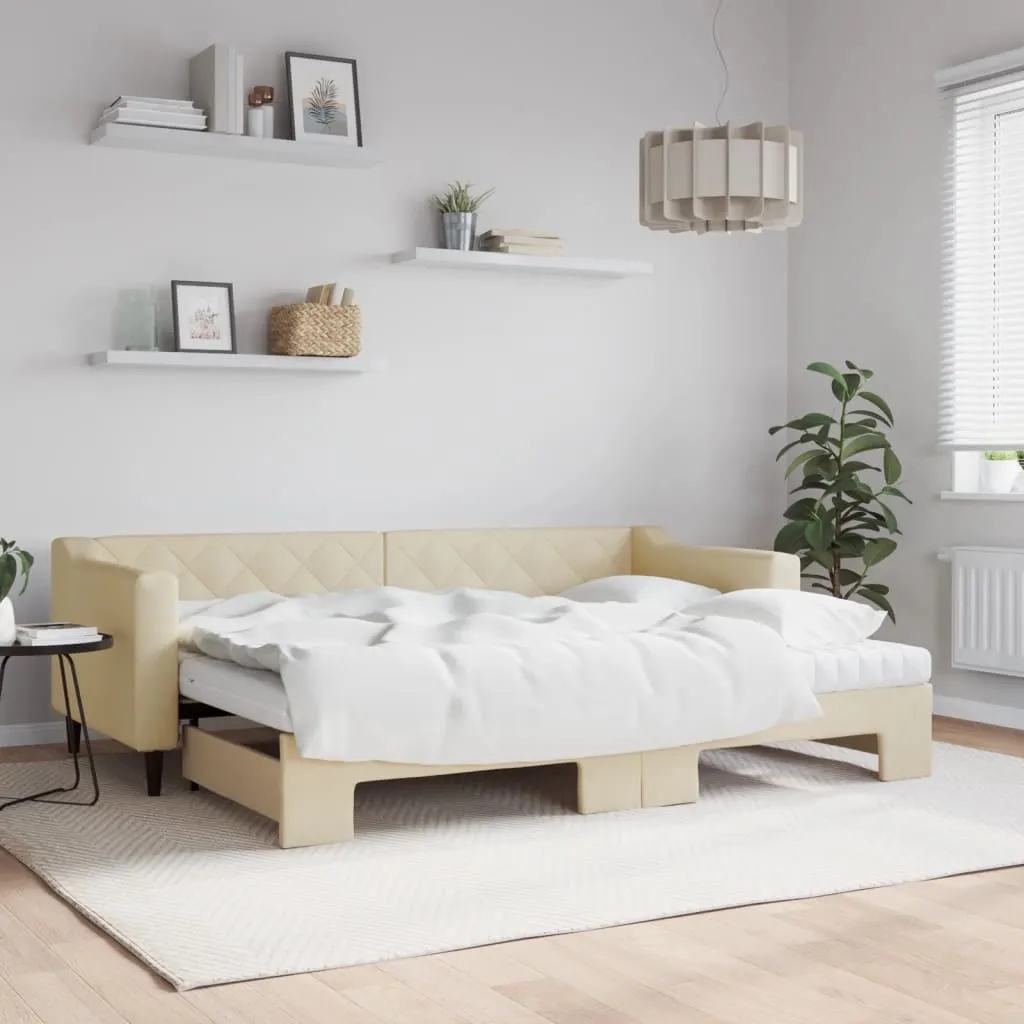 vidaXL Dnevni krevet na razvlačenje krem 80 x 200 cm od tkanine - Venlo