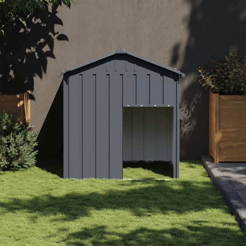 vidaxl kućica za pse s krovom antracit 117x103x123 cm pocinčani čelik - slika 1