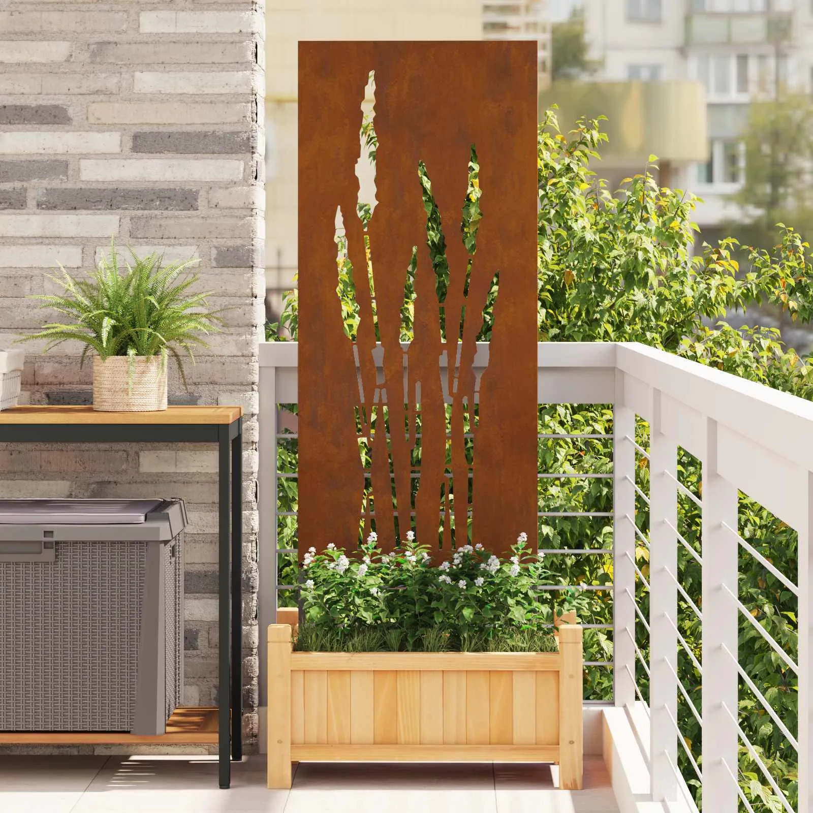 vidaxl privatnost u vrtu cvjetni rđa 50 x 140 cm - slika 1