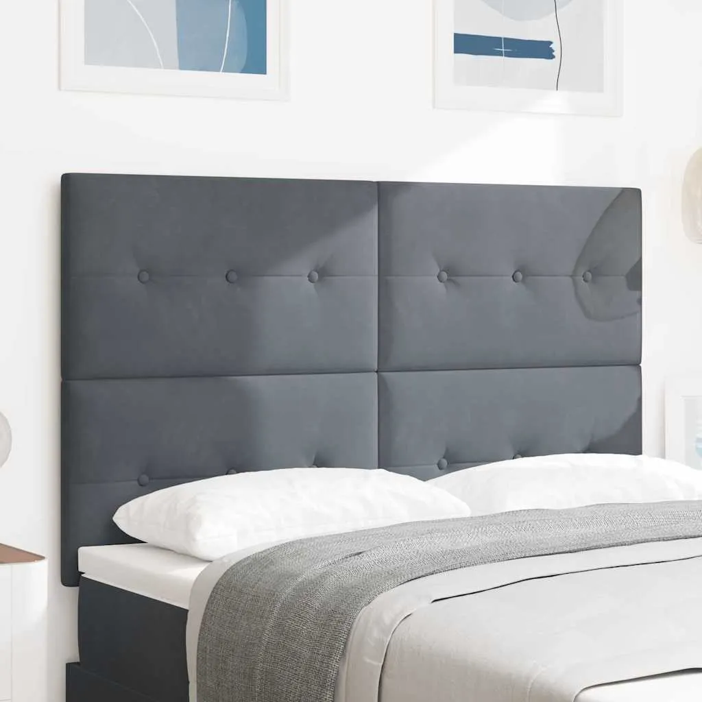vidaXL LED glava kreveta s LED trakama Sivi 144 cm Baršun - Venlo