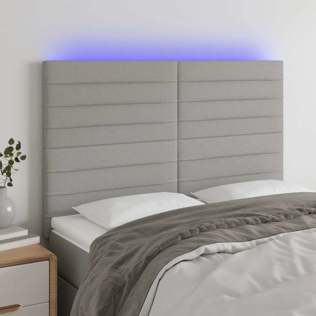 vidaXL LED uzglavlje svjetlosivo 144x5x118/128 cm od tkanine - Venlo