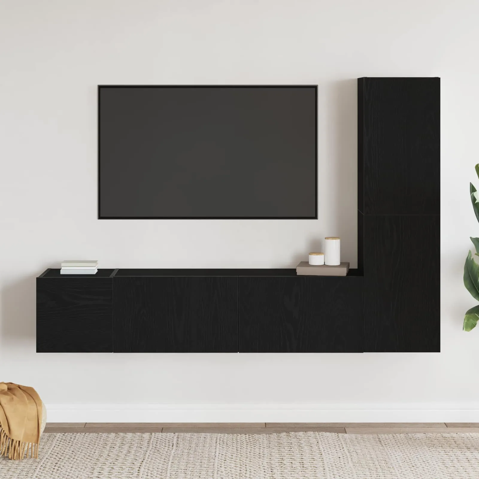vidaXL Set TV komoda 4 kom. Crni hrast Konstruirano drvo - Venlo