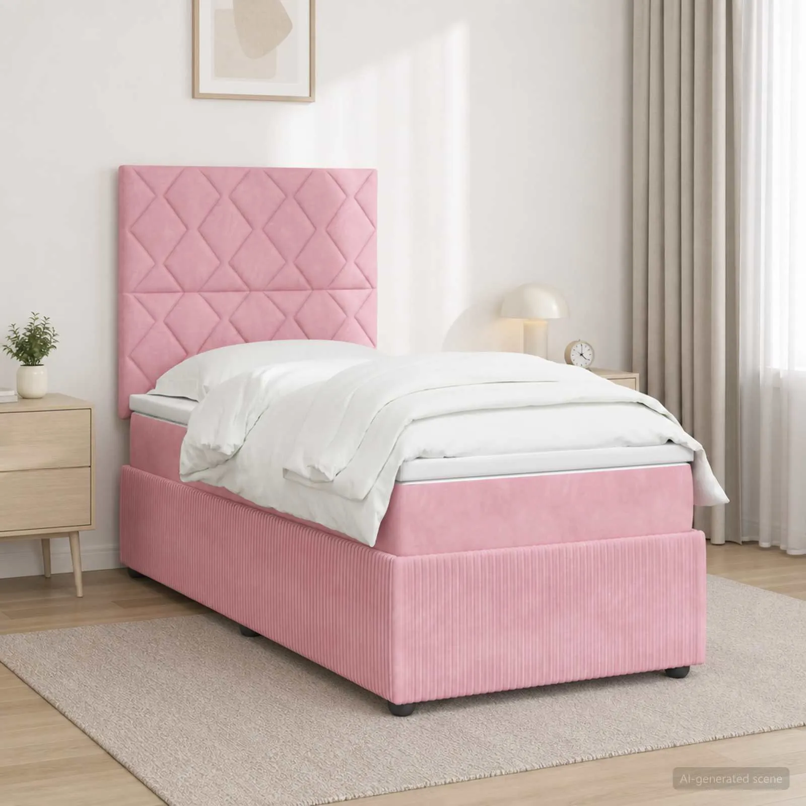 vidaXL Boxspring krevet s madracem Ružičasta 80 x 200 cm Baršun - Venlo