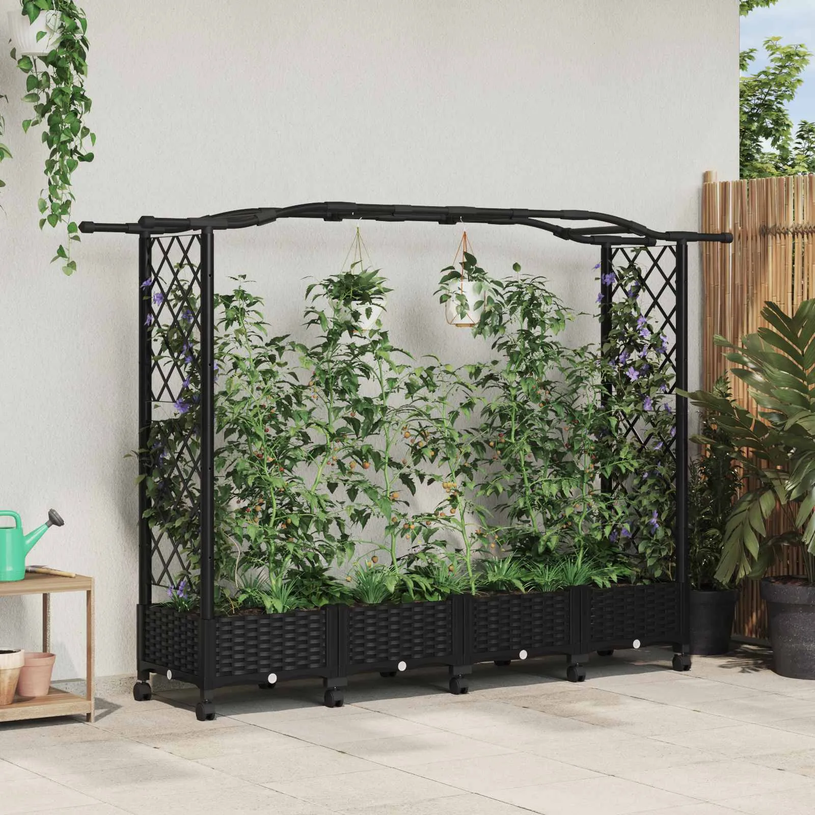 vidaXL Povišeni krevet s mrežom i krovom Crna 207 x 40 x 129 cm PP - Venlo