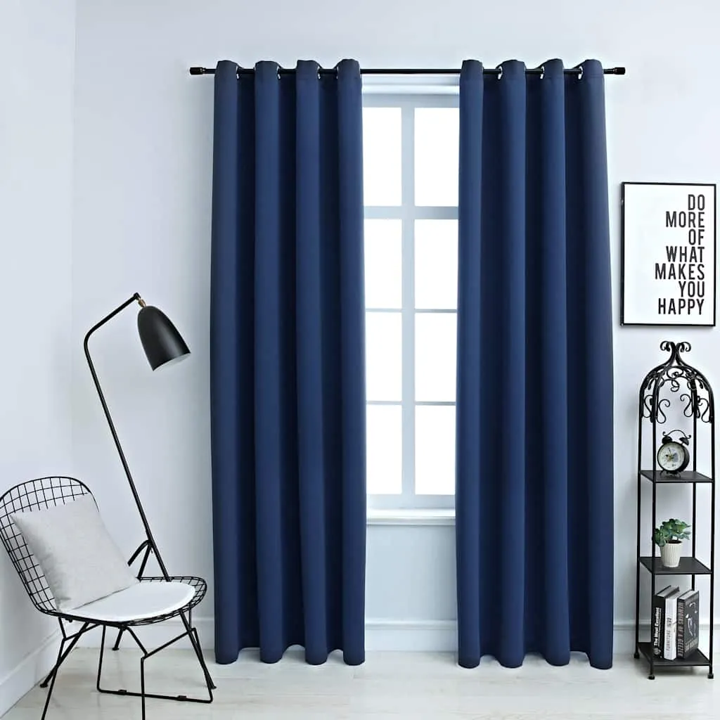 vidaXL Zavjese za zamračivanje s prstenima 2 kom plave 140 x 225 cm - Venlo