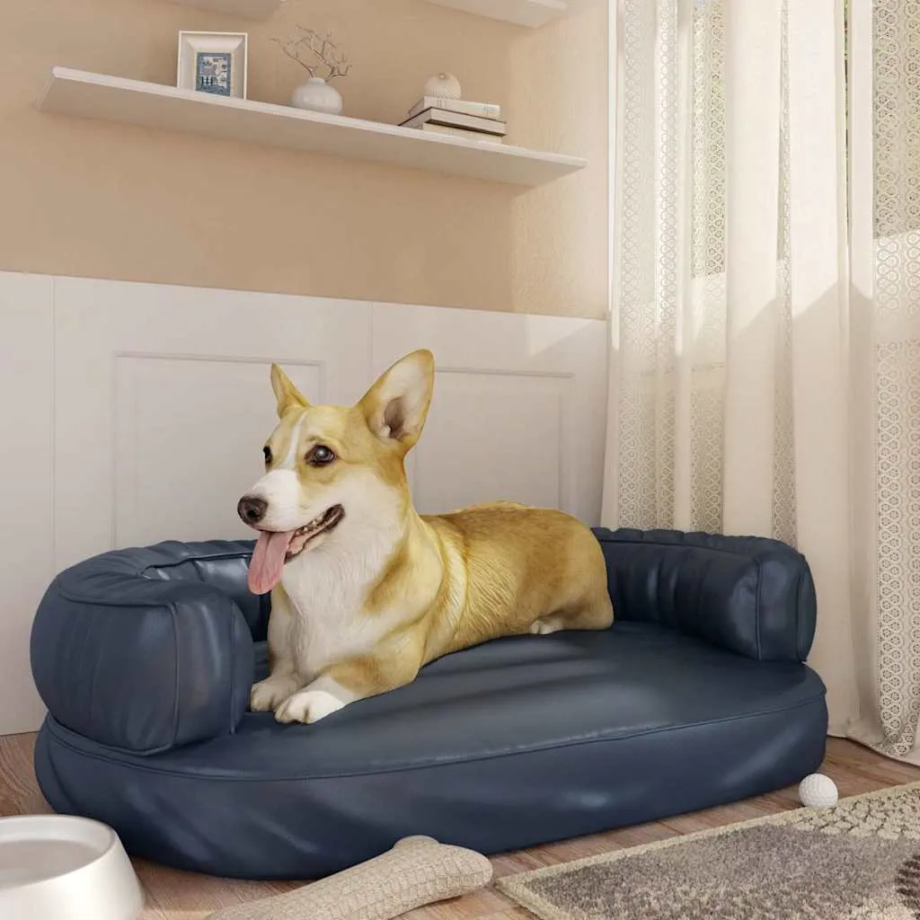 vidaxl ergonomski pjenasti krevet za pse modri 88 x 65 cm umjetna koža - slika 1