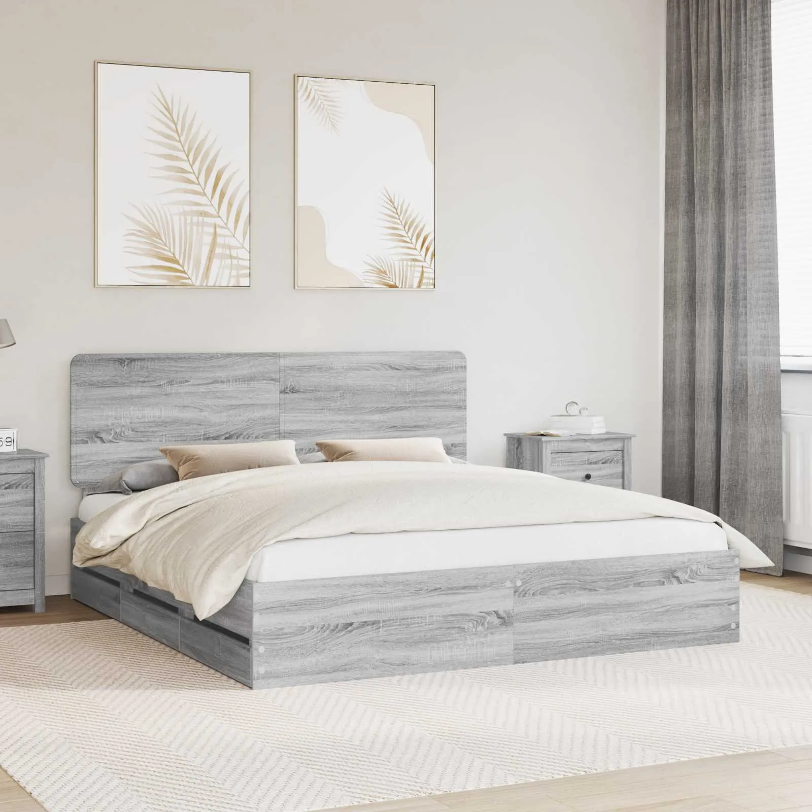vidaXL Krevetna konstrukcija Siva Sonoma 180 x 200 cm Inženjersko Drvo - Venlo