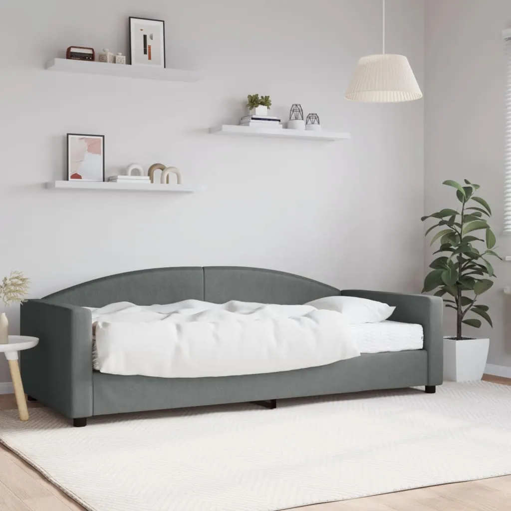 vidaXL Dnevni krevet s madracem tamnosivi 90 x 200 cm od tkanine - Venlo