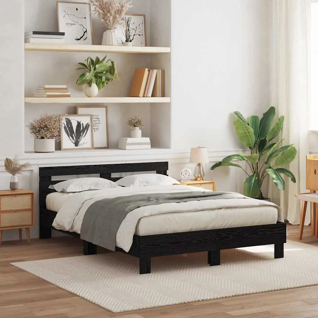 vidaXL Krevetna konstrukcija Crni hrast 160 x 200 cm Konstruirano drvo - Venlo