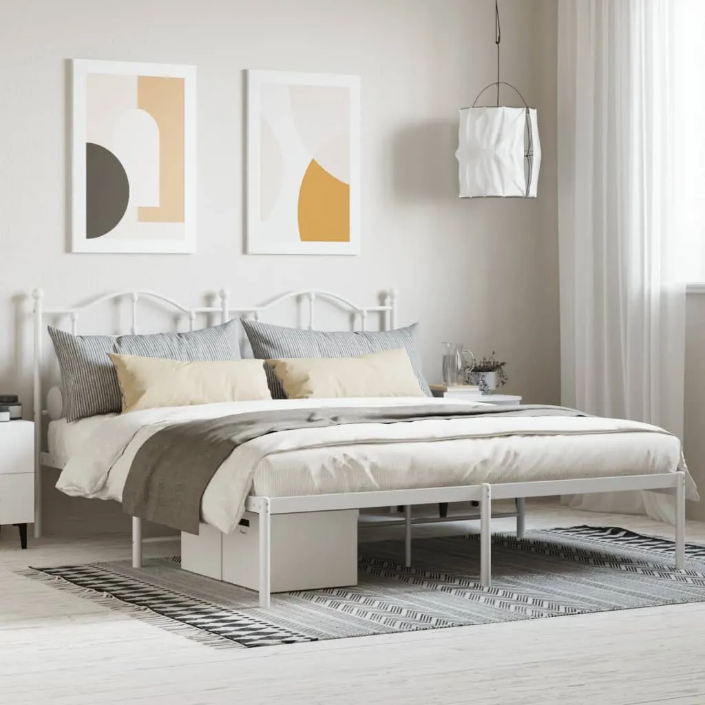 vidaXL Metalni okvir za krevet s uzglavljem bijeli 180x200 cm - Venlo