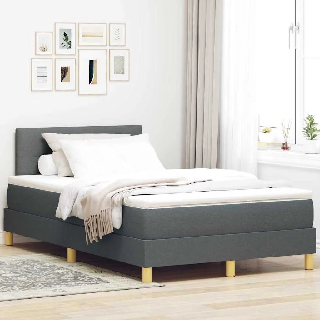 vidaXL Krevet s opruga kutije Tamno siva 120 x 190 cm tkanina - Venlo
