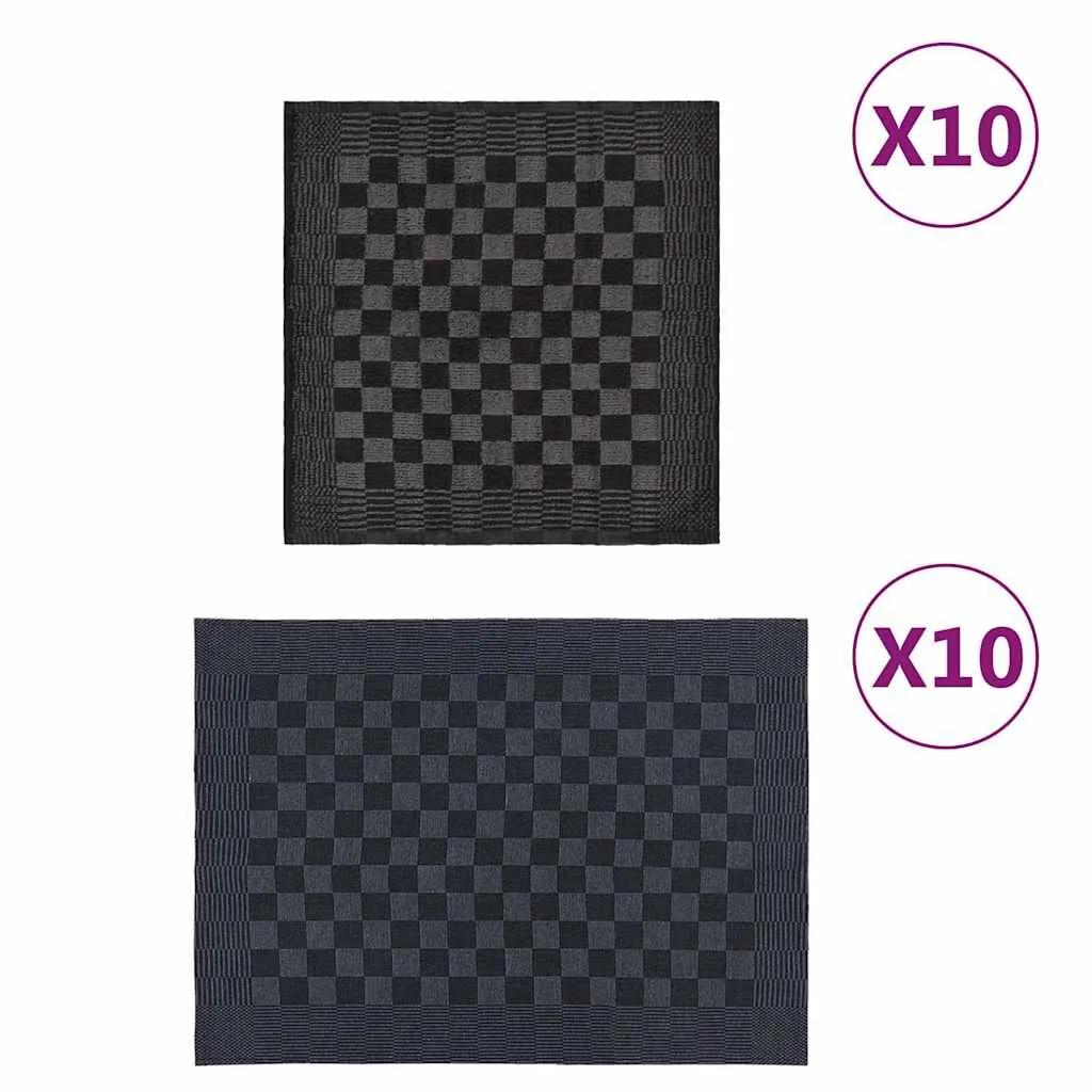 vidaxl set ručnika od 20 komada crno-sivi pamučni - slika 1