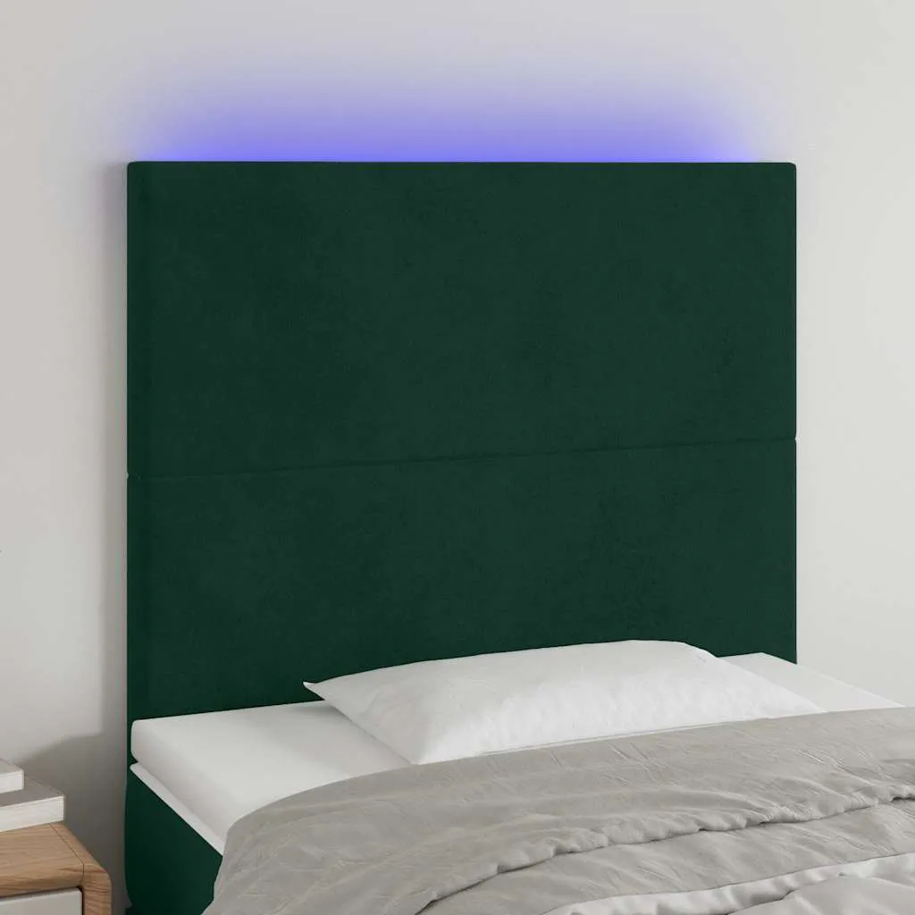 vidaXL LED uzglavlje tamnozeleno 90x5x118/128 cm baršunasto - Venlo