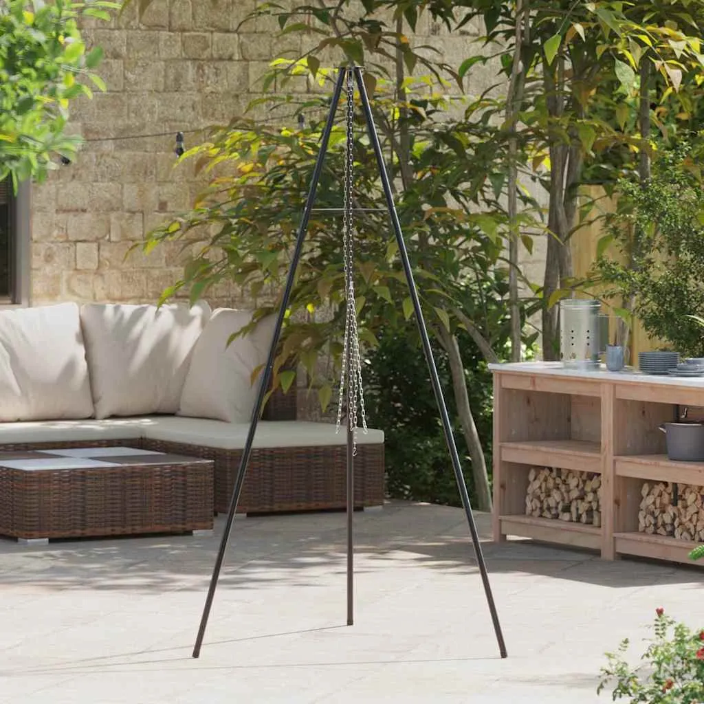 vidaxl tripod za logorsku vatru crna 92 x 92 x 191,5 cm čelik - slika 1