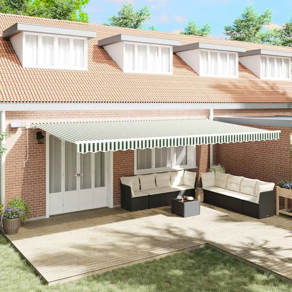 vidaXL Povlačivi tende Zelena i bijela 600 × 300 cm Tkanina i Aluminij - Venlo