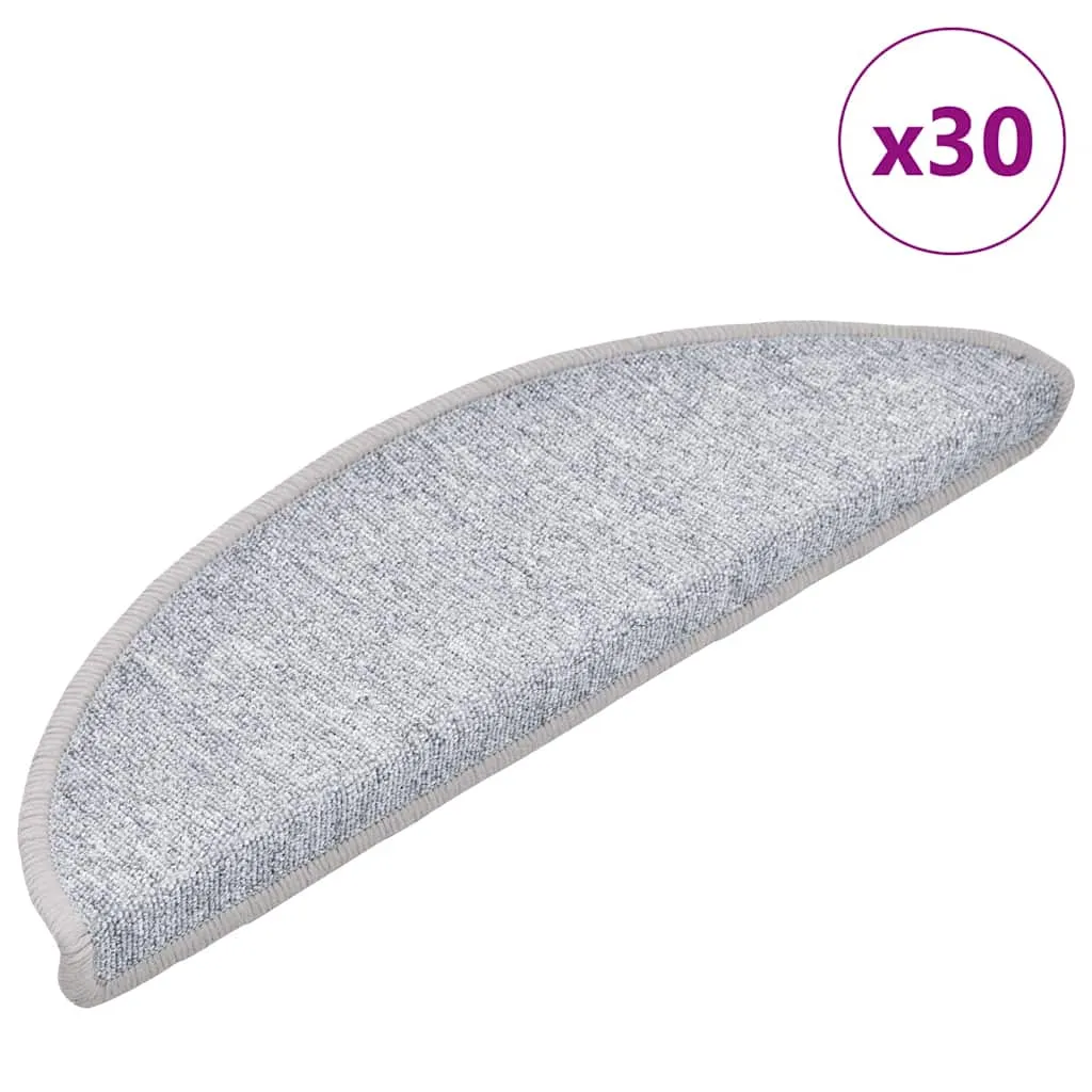 vidaxl prostirke za stepenice 30 kom 56x17x3 cm svijetlo sive poluokrugle - slika 1