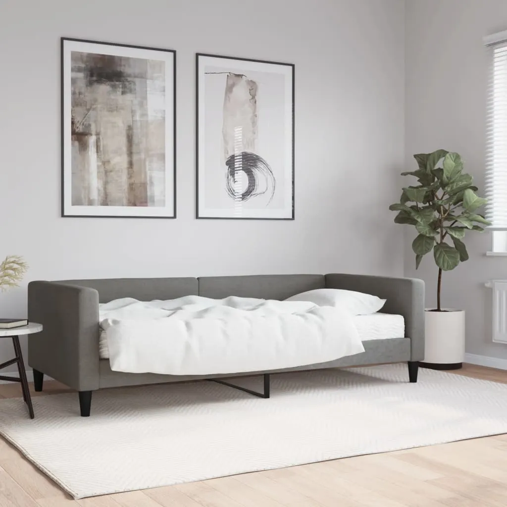vidaXL Dnevni krevet s madracem tamnosivi 90 x 200 cm od tkanine - Venlo