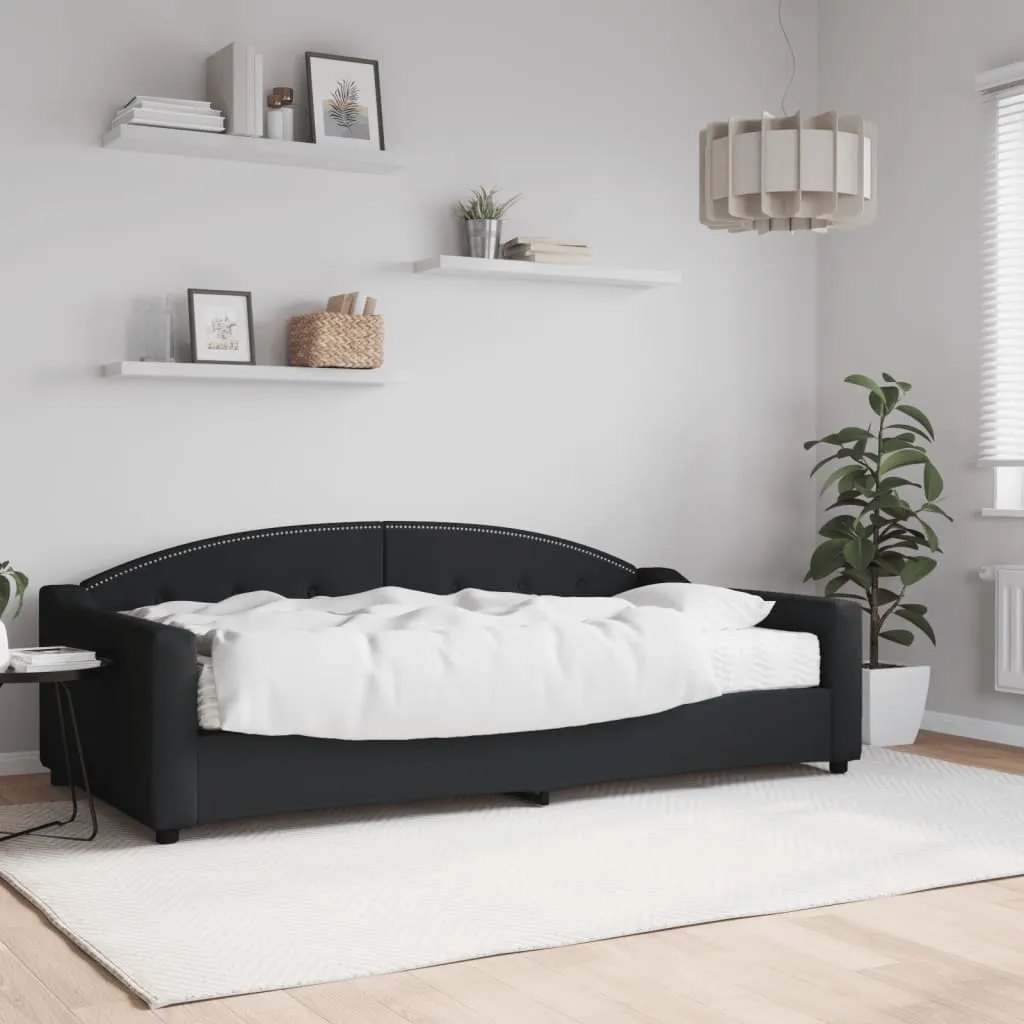 vidaXL Dnevni krevet s madracem crni 100 x 200 cm od tkanine - Venlo