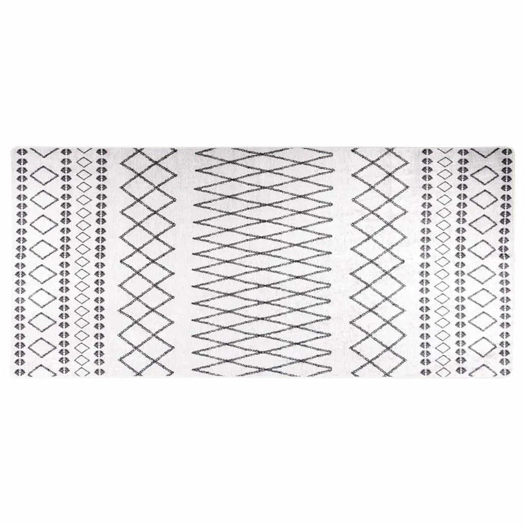 vidaXL Perivi tepih 80 x 300 cm bijeli i crni - Venlo
