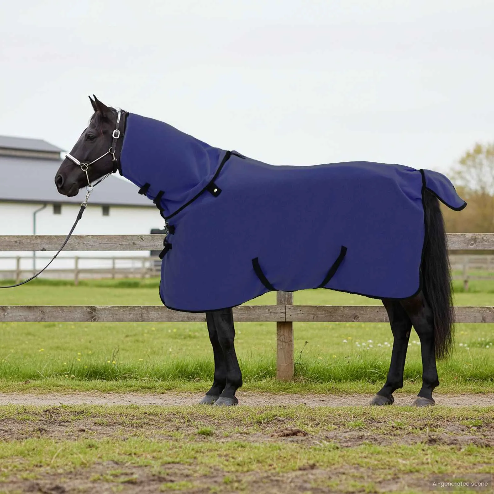 vidaxl pokrivač za konje mornarsko plava 105 cm poliester fleece - slika 1