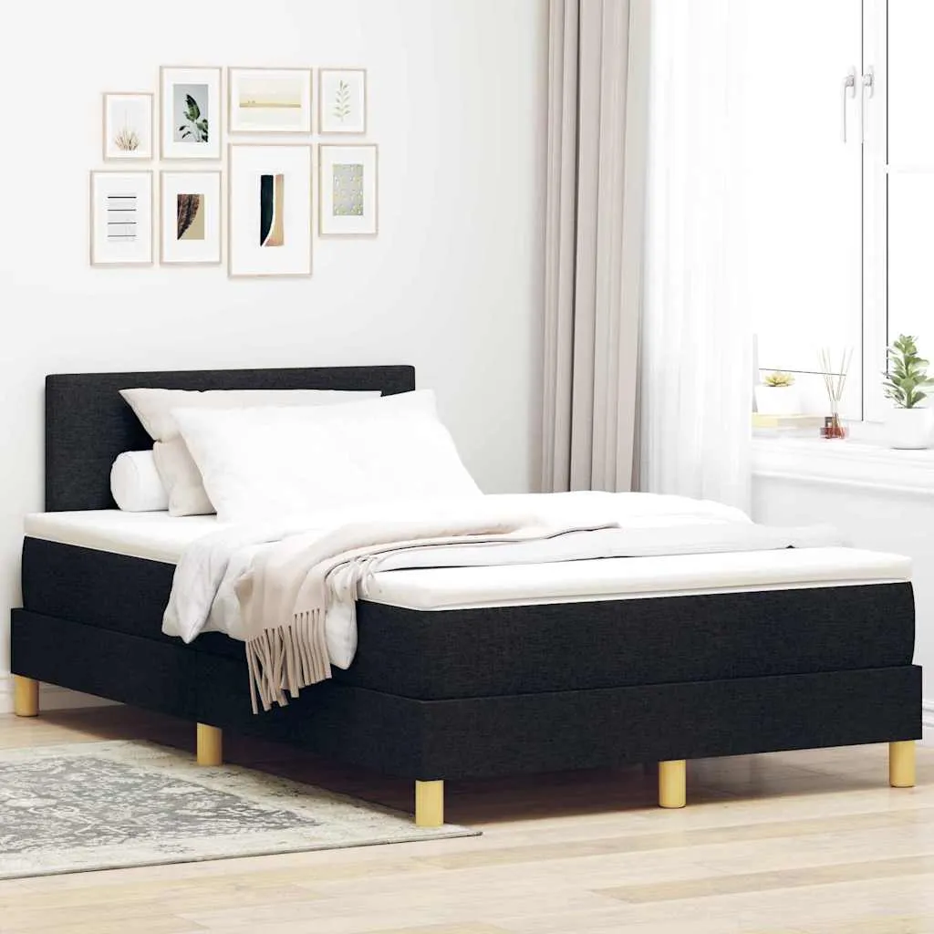 vidaXL Krevet s opruga kutije s jastukom Crna 120 x 190 cm tkanina - Venlo