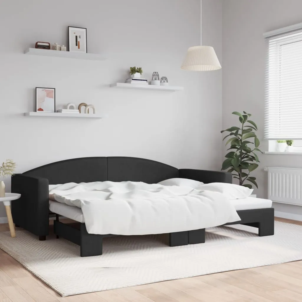 vidaXL Dnevni krevet na razvlačenje crni 90 x 200 cm od tkanine - Venlo